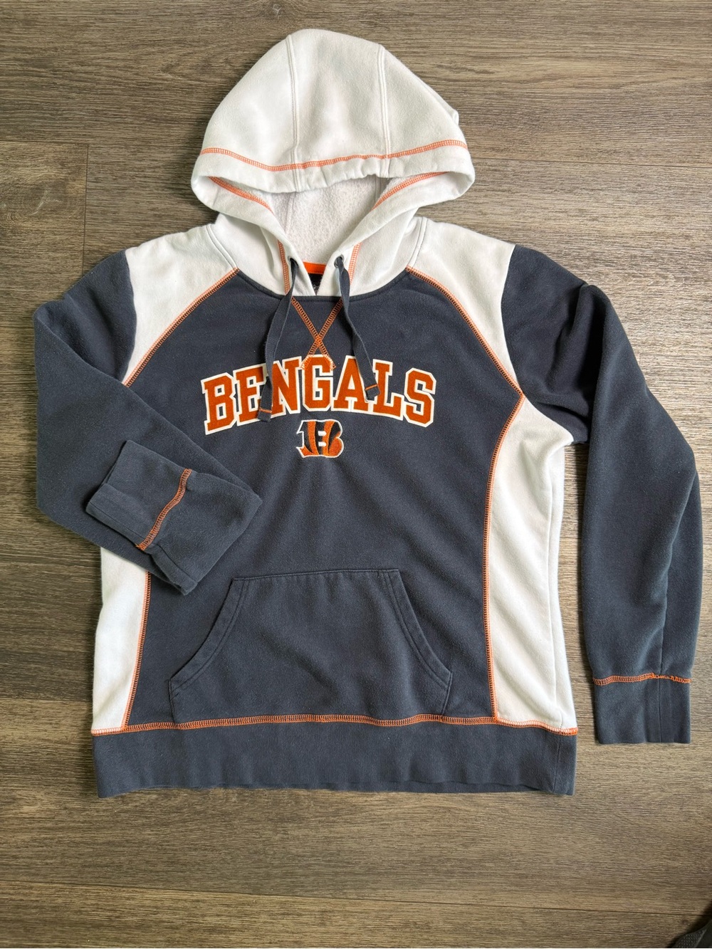Bengals Colorblock Hooded Pullover Sweatshirt - Navy, White & Orange